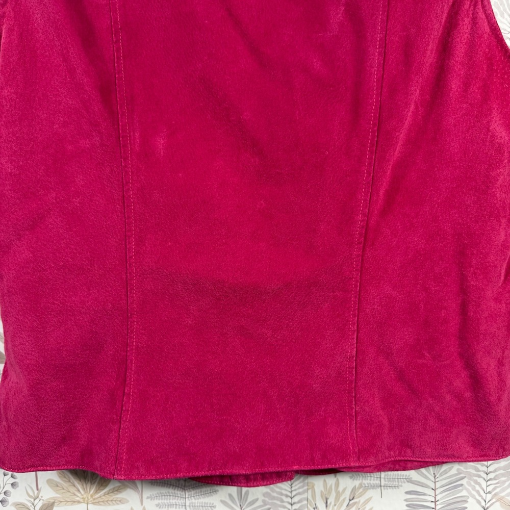 Christopher & Banks Magenta Pink Suede Leather Vest Button Front XL Vintage - Picture 9 of 15